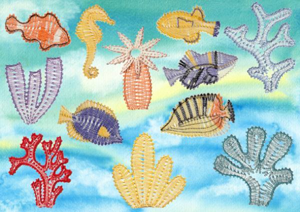 512 Klöppelbrief  „Südsee-Zauber“ Motive für "Aquarium" oder Keilrahmen